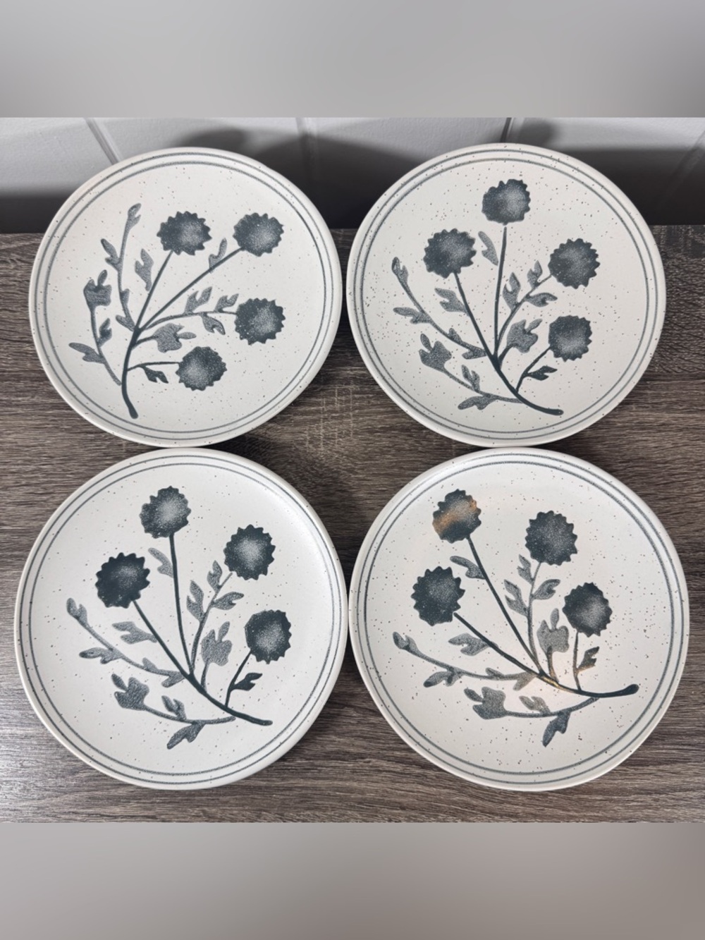 NEW Threshold Stoneware Floral Appetizer Plates